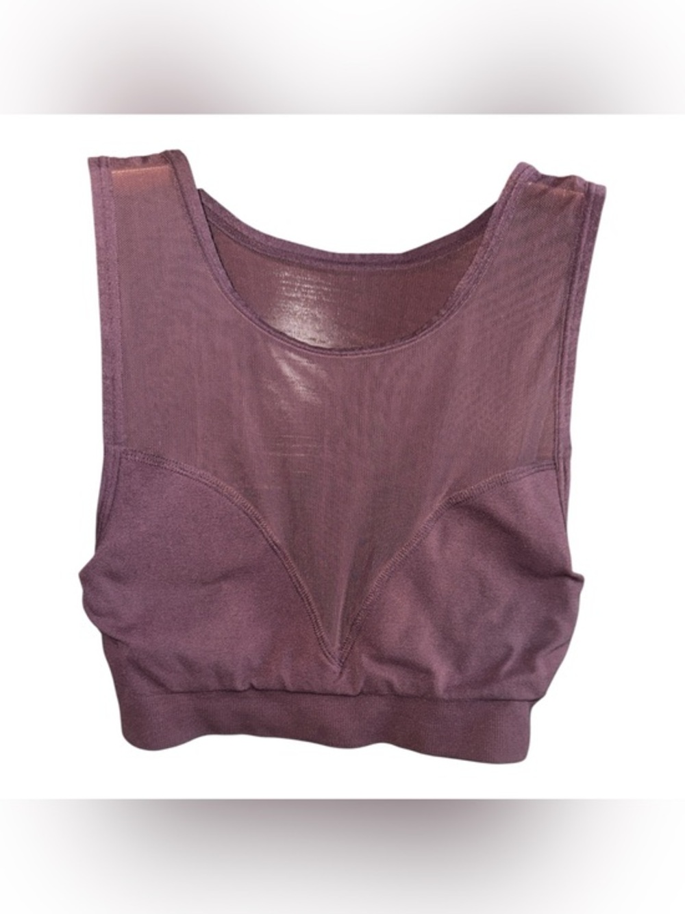 Zella Sheer Panel Sports Bra Mesh Tank Top - Plum Workout Sports-bra See-through